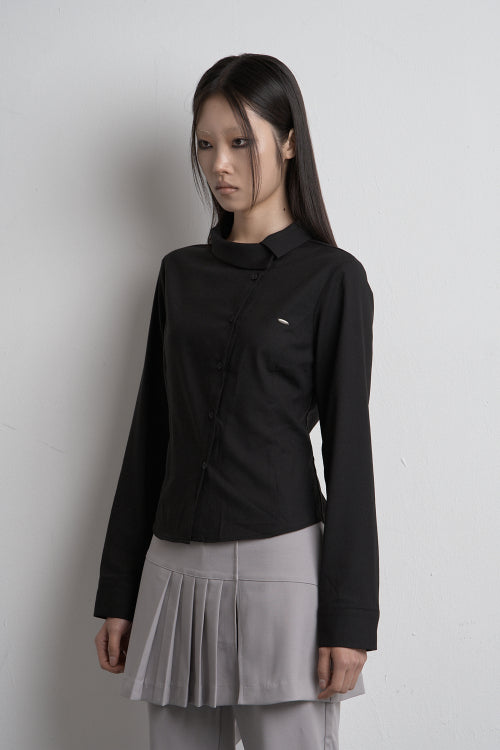 DIAGONAL UNBALANCED SHIRT BLACK