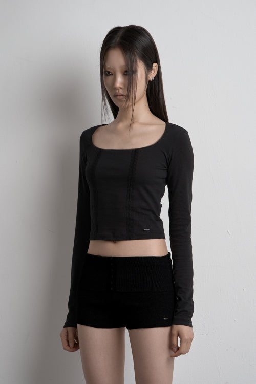 TWIN LACE LONG SLEEVE BLACK
