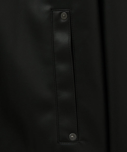 Teo Synthetic Leather Collar Jacket Black