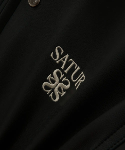 Teo Synthetic Leather Collar Jacket Black