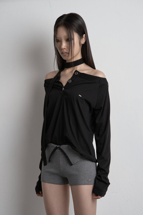 FAKE PANTS LONG SLEEVE BLACK