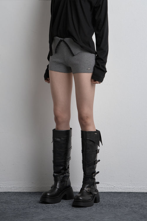 FOLD TWO-WAY KNIT SHORTS GRAY
