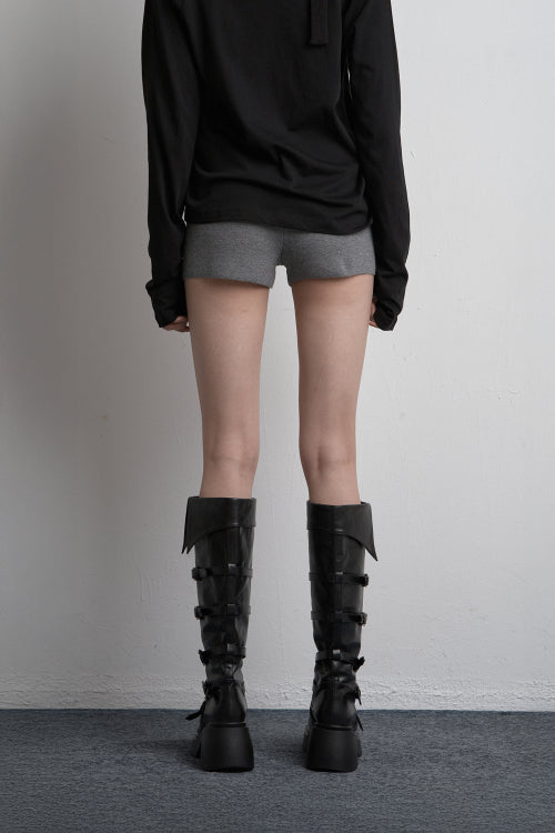 FOLD TWO-WAY KNIT SHORTS GRAY