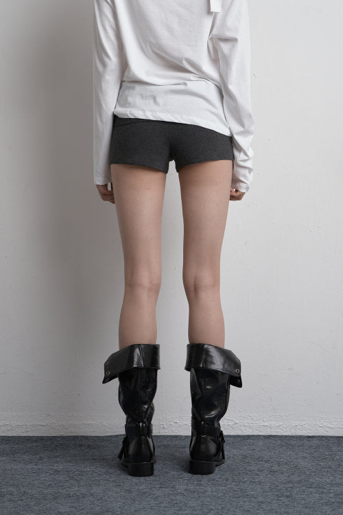 FOLD TWO-WAY KNIT SHORTS CHARCOAL