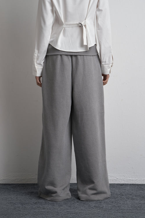 FOLD ZIPPER WIDE SWEATPANTS GRAY