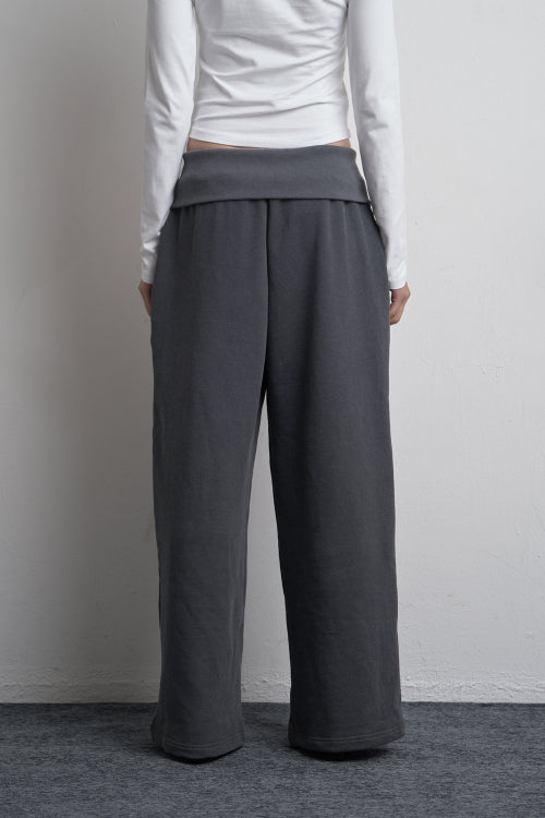 POLD ZIPPER WIDE SWEATPANTS ASH BLUE