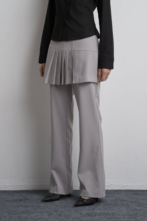 UNBALANCED SKIRT PANTS LIGHT GRAY