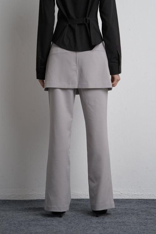 UNBALANCED SKIRT PANTS LIGHT GRAY