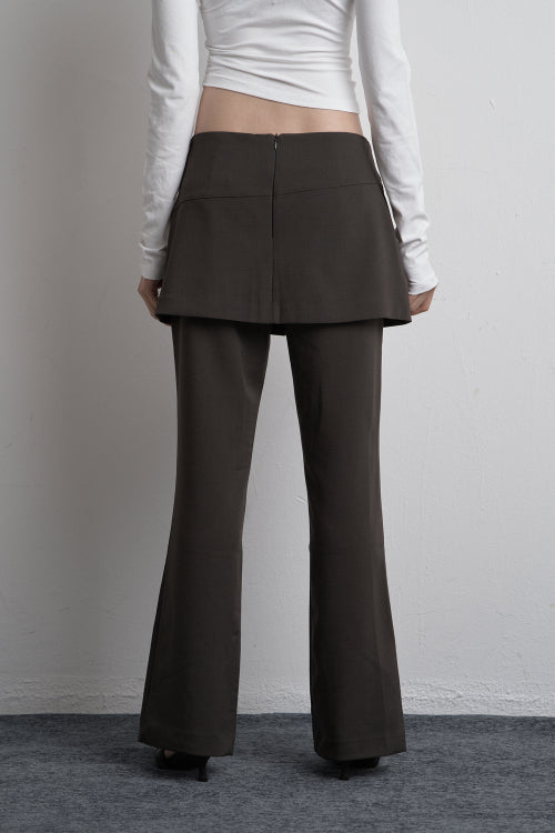 UNBALANCED SKIRT PANTS LIGHT CHARCOAL