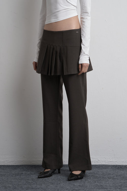 UNBALANCED SKIRT PANTS LIGHT CHARCOAL