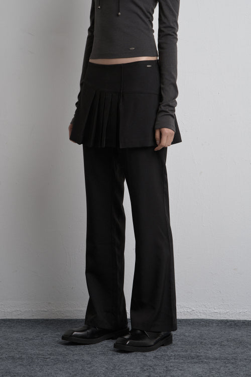UNBALANCED SKIRT PANTS BLACK