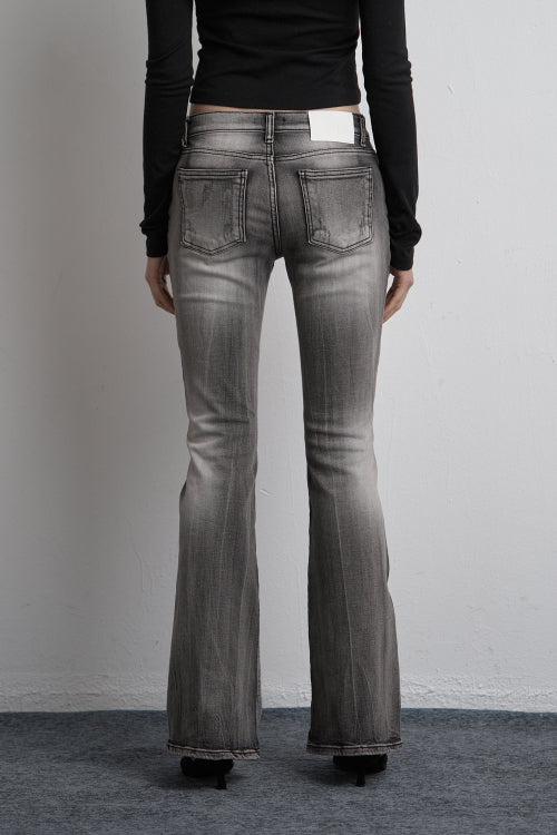 UNBALANCED BRUSH DENIM PANTS GRAY
