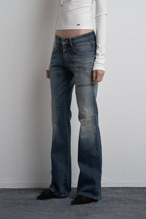 CARGO PAINTING DENIM PANTS BLUE