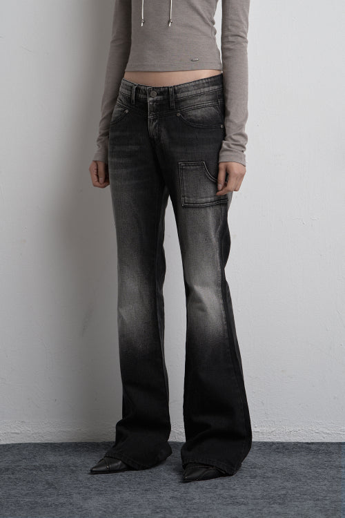 CARGO PAINTING DENIM PANTS BLACK