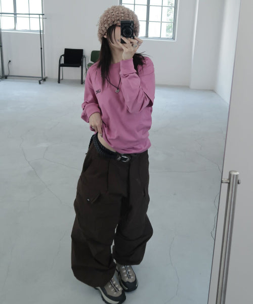 WIDE CARGO PANTS black
