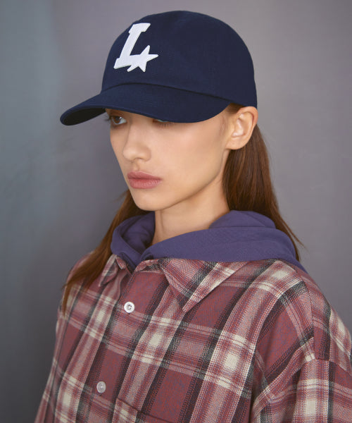 L STAR APPLIQUE LOGO 6PANEL CAP navy