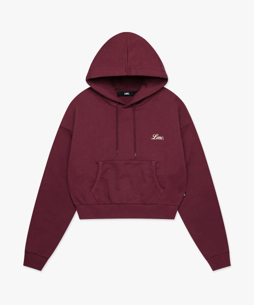WM BACK LETTERING CROPPED HOODIE burgundy