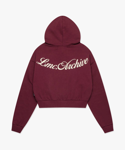 WM BACK LETTERING CROPPED HOODIE burgundy