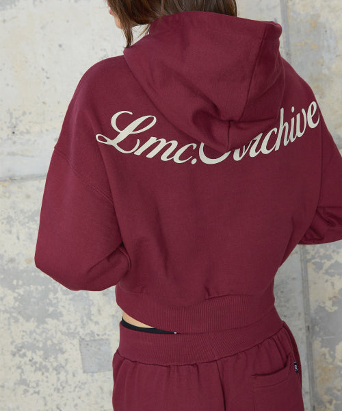 WM BACK LETTERING CROPPED HOODIE light heather gray