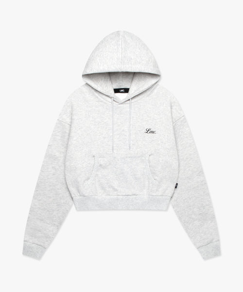 WM BACK LETTERING CROPPED HOODIE light heather gray