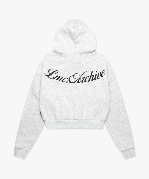 WM BACK LETTERING CROPPED HOODIE light heather gray