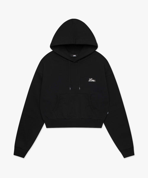 WM BACK LETTERING CROPPED HOODIE black