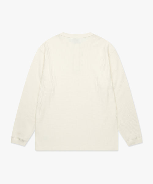 HENLEY NECK WAFFLE LONG SLV TEE ivory