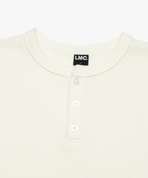 HENLEY NECK WAFFLE LONG SLV TEE ivory