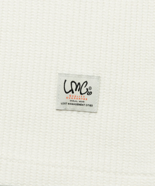 HENLEY NECK WAFFLE LONG SLV TEE ivory