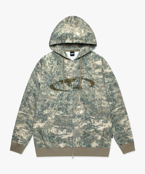 OVAL GLOBE WAFFLE ZIP-UP HOODIE multi