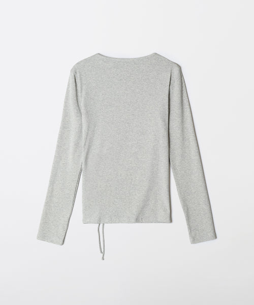 Boat neck shirring long-sleeved T-shirt_SPLWF49W04