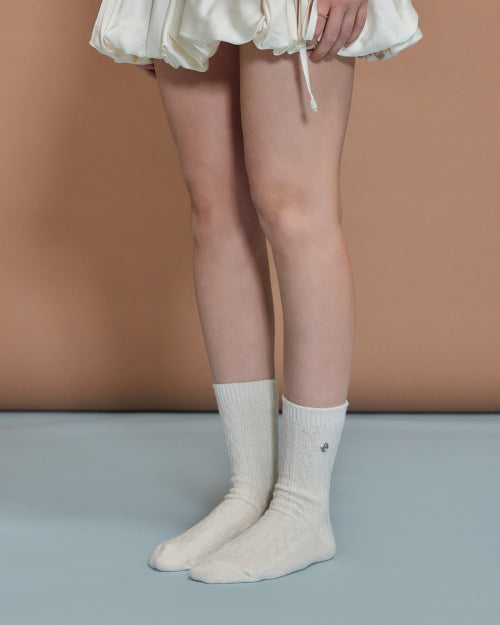 Cable Knit Socks Ivory FLOTFA3L10