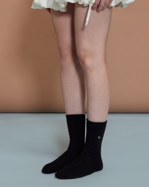 Cable Knit Socks Black FLOTFA3L08