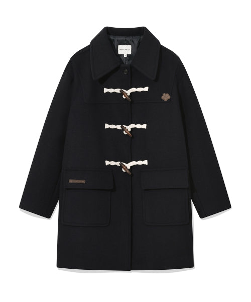 Women's Wool Duffel Midi Coat Navy