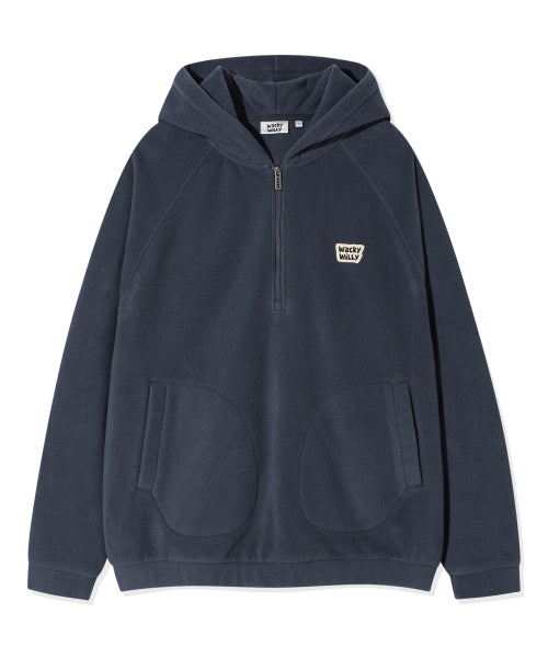 Fleece Hood Half Zip-Up Navy