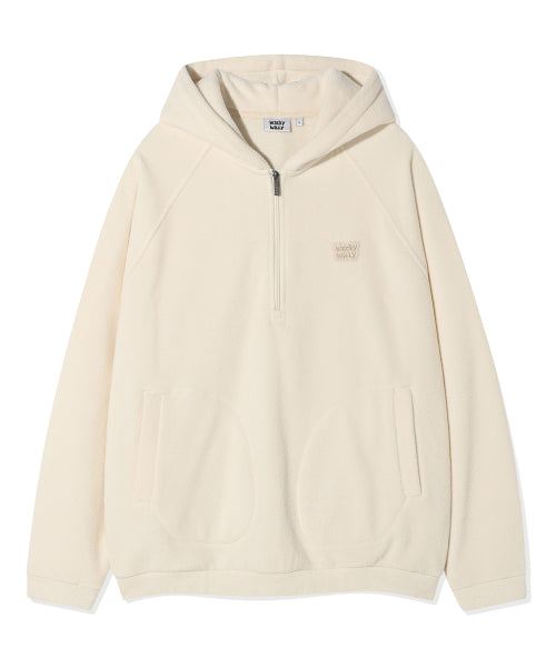 Fleece Hood Half Zip-Up Cream