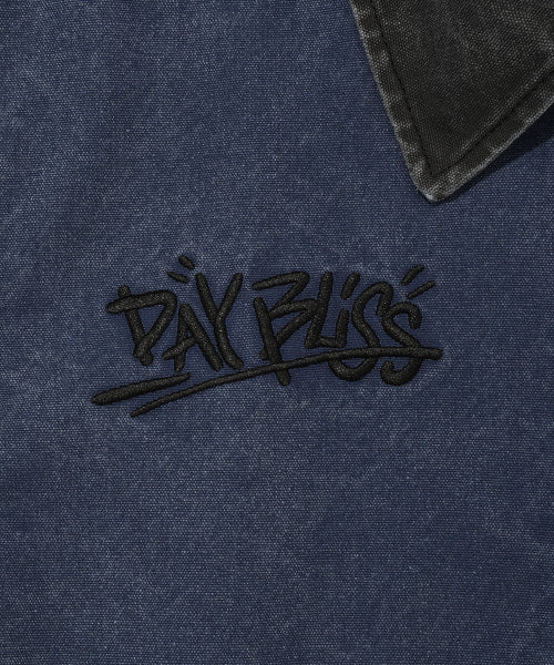 collar coloring work jacket blue