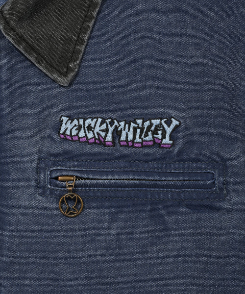 collar coloring work jacket blue