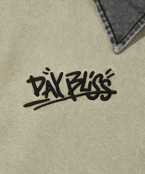 Collar Color Work Jacket Beige