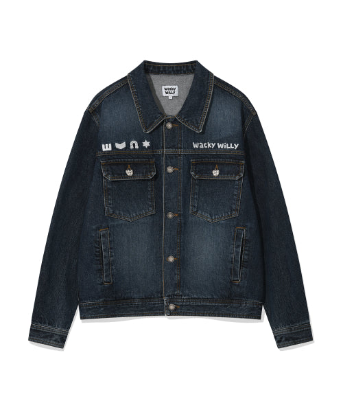 Graphic washed denim tracker blue
