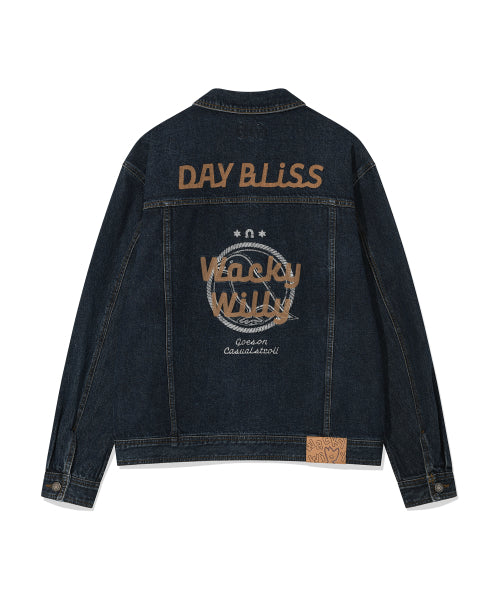 Graphic washed denim tracker blue