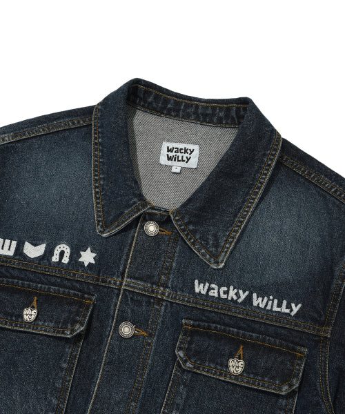 Graphic washed denim tracker blue