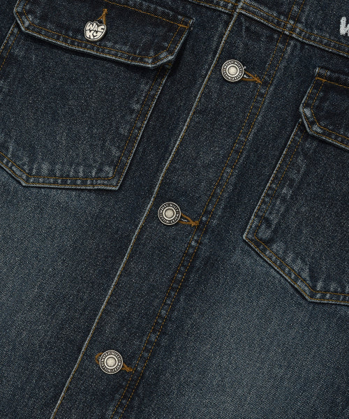 Graphic washed denim tracker blue