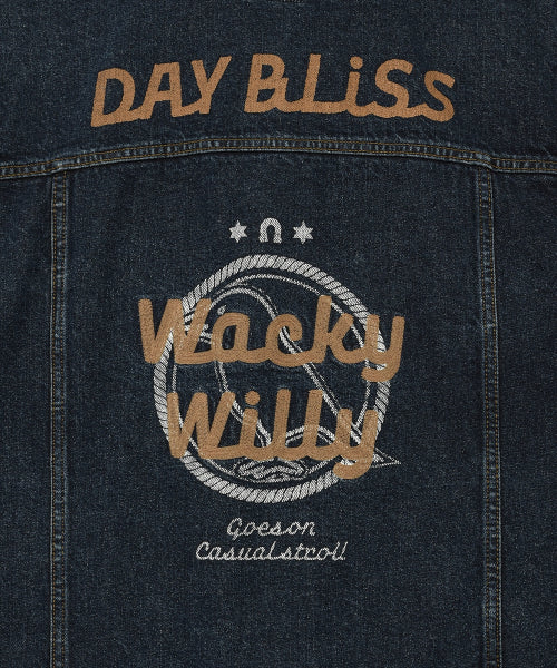 Graphic washed denim tracker blue