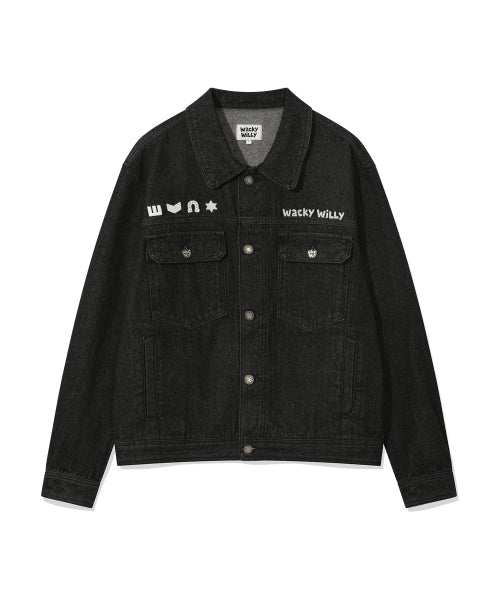 Graphic washed denim tracker black