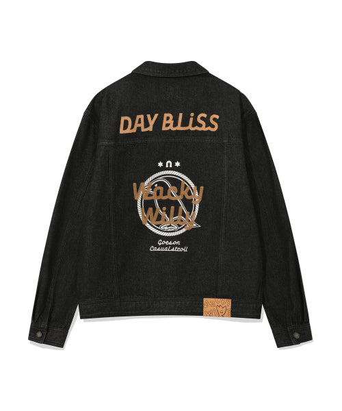 Graphic washed denim tracker black