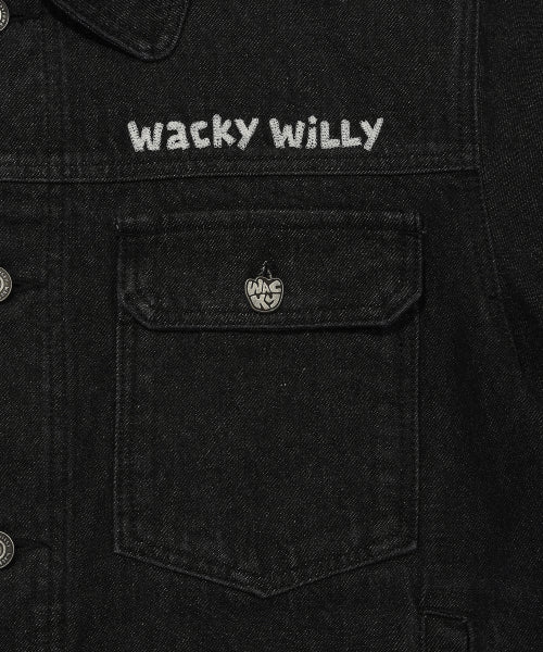 Graphic washed denim tracker black