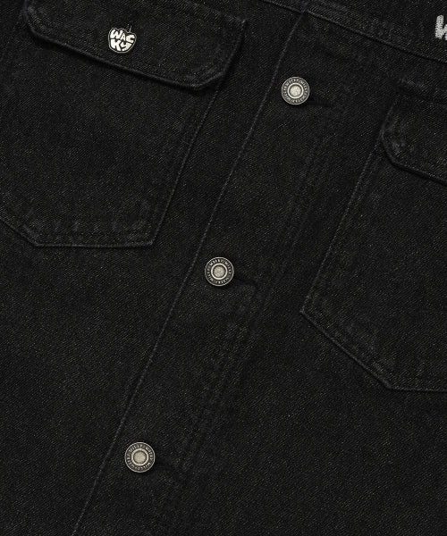 Graphic washed denim tracker black