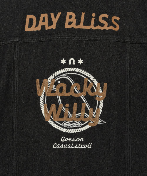 Graphic washed denim tracker black