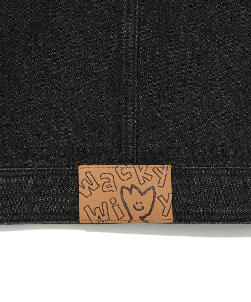 Graphic washed denim tracker black